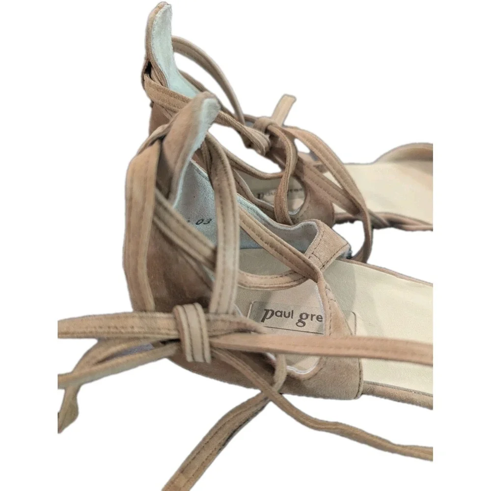 Paul Green LYDIA Beige Suede D'Orsay Ankle Wrap Ballet Flats Size 5